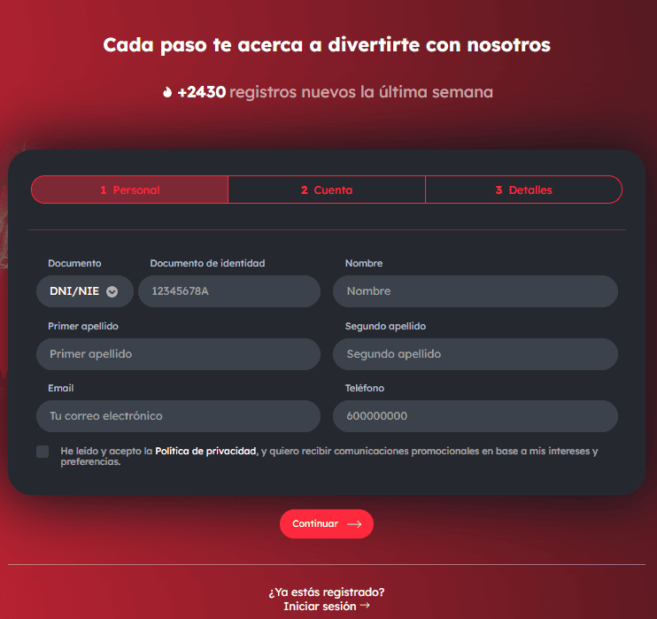 REGISTRO Barcelona casino